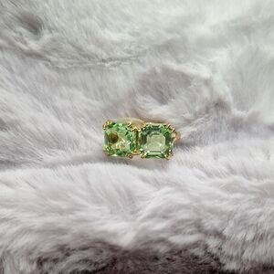 NWOT Swarovski Green Crystal Earrings with Gold Accents Earcuff